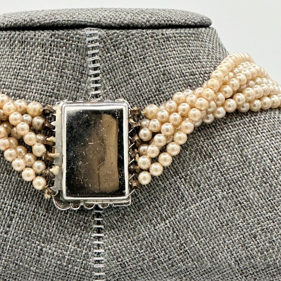 Vintage set of pearls, with Silvertone and rhinestone clasp - Picture 6 of 8